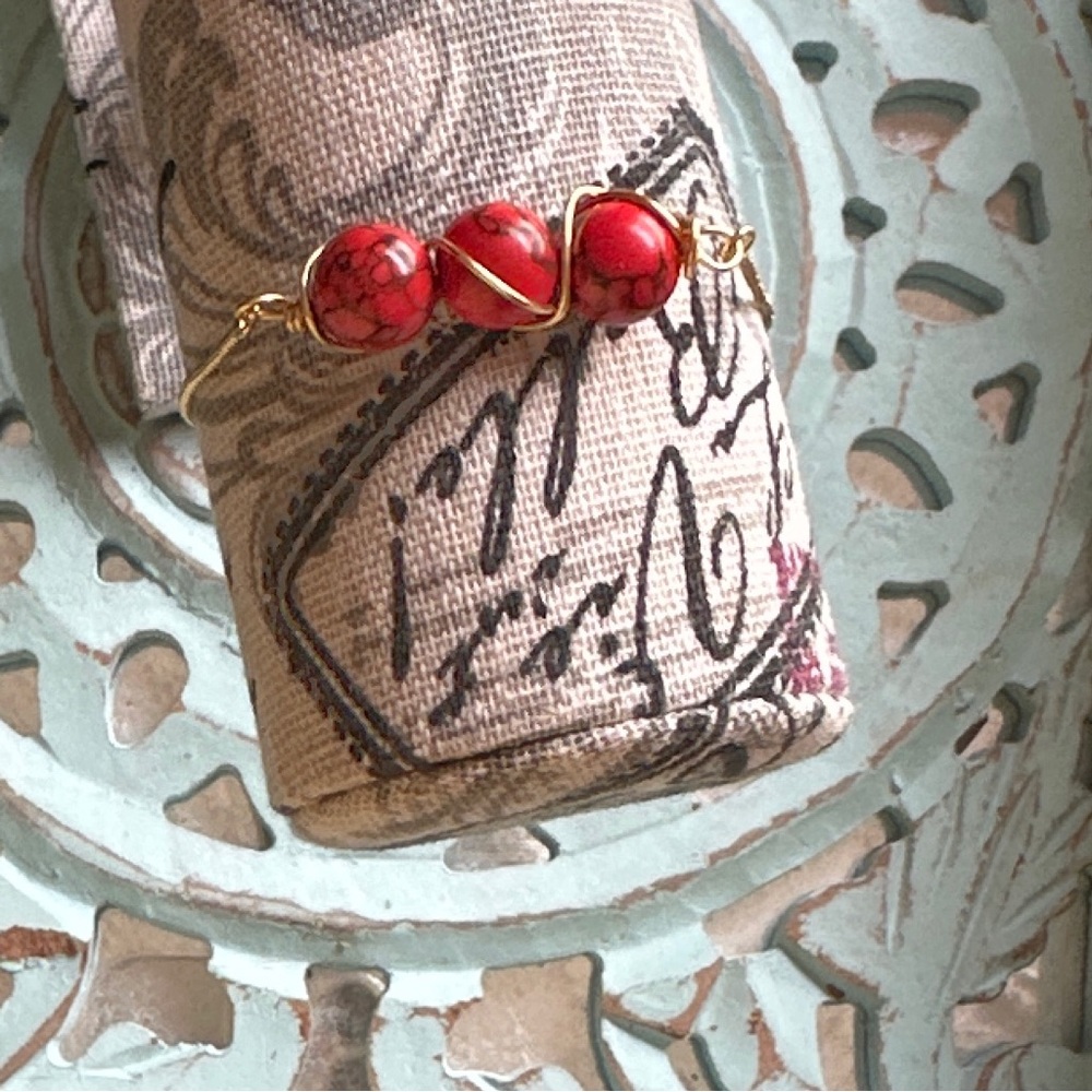Red Turquoise gold adjustable dainty cord chain bracelet/joy and success - Picture 2 of 6